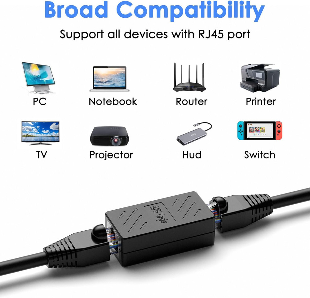 1-5PACK RJ45 Inline Coupler Cat6/Cat5e Ethernet Network Cable Extender Connector