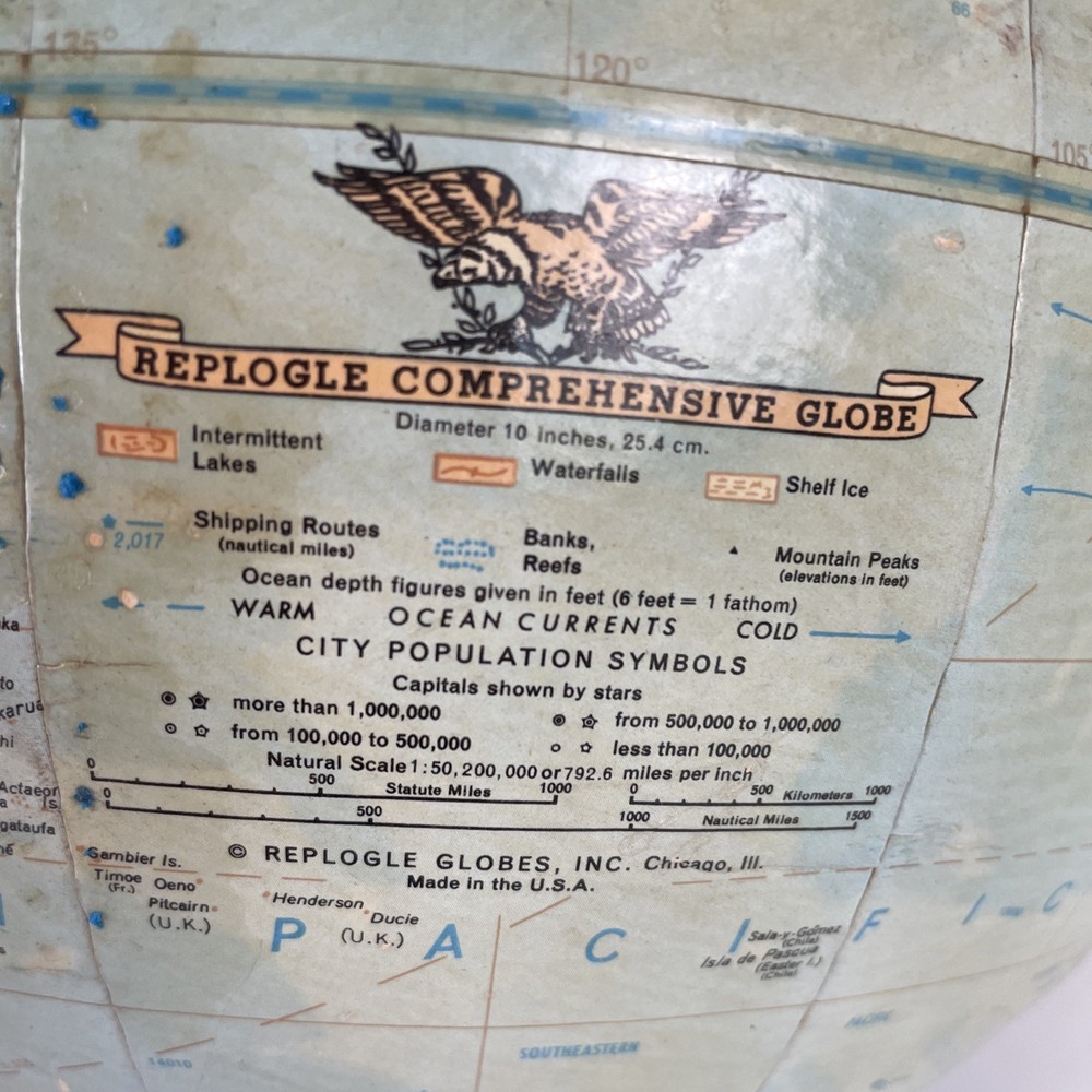 Replogle Comprehensive 10" Globe Cold War Era Soviet Union USSR East Germany