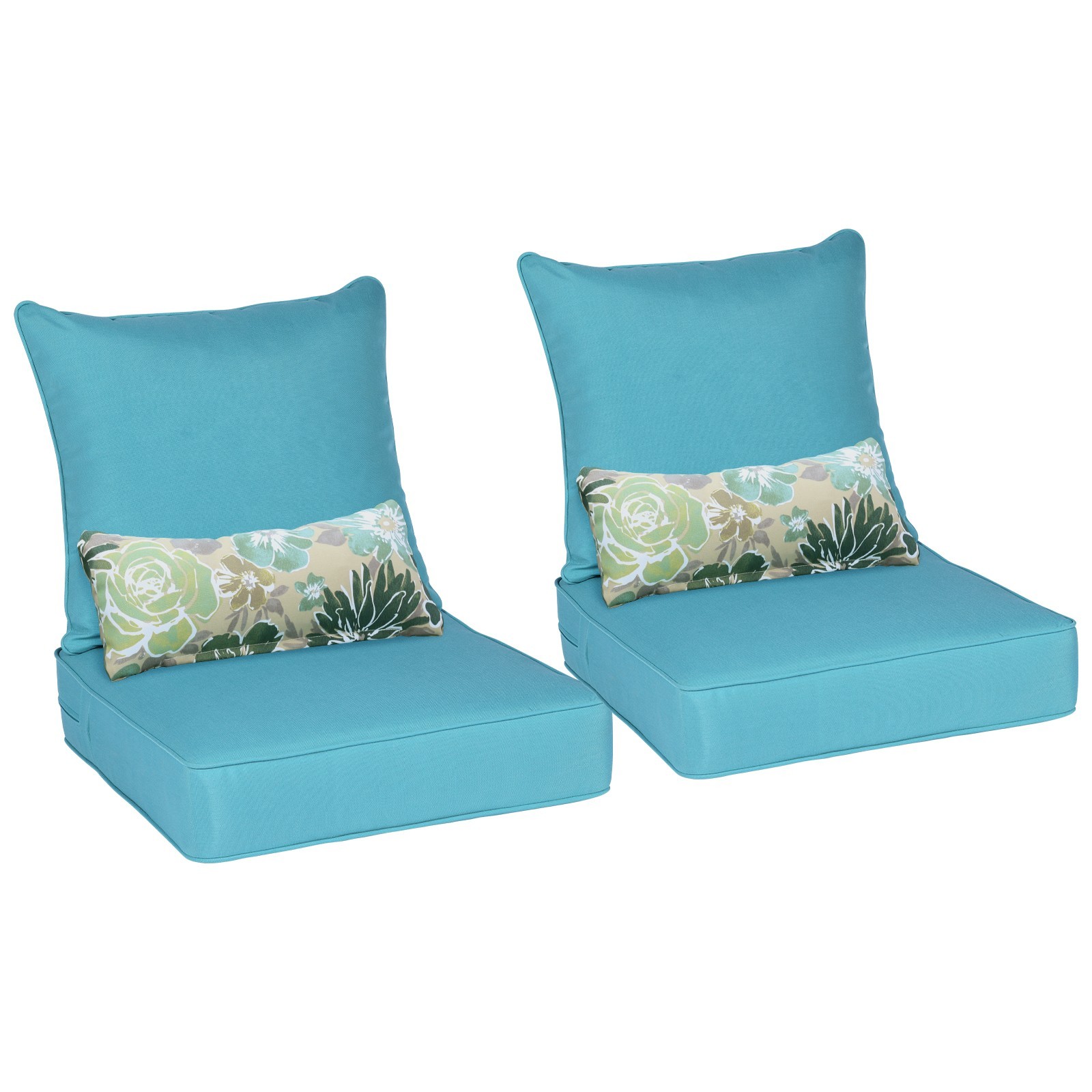 6-Piece Outdoor Patio Deep Chair Cushion Set All-Weather Replacement Seat, Blue