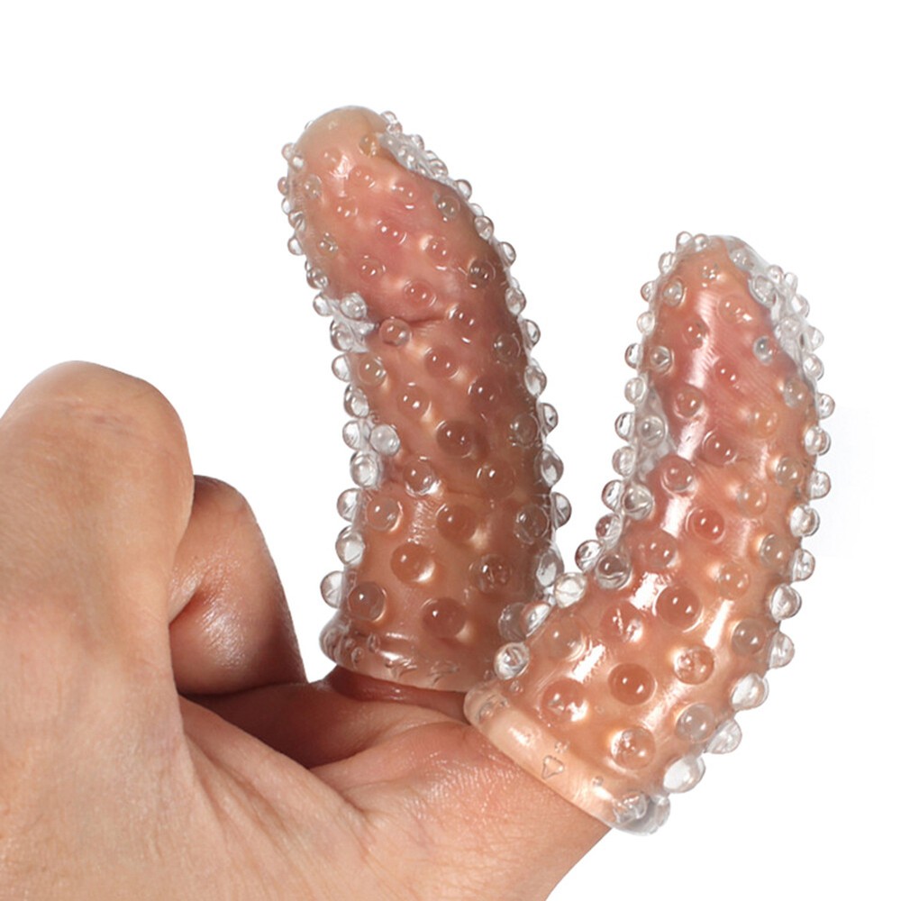 2PCS Finger Silicone spike Condom Reusable Quality Type Permanent Bump Enhancer