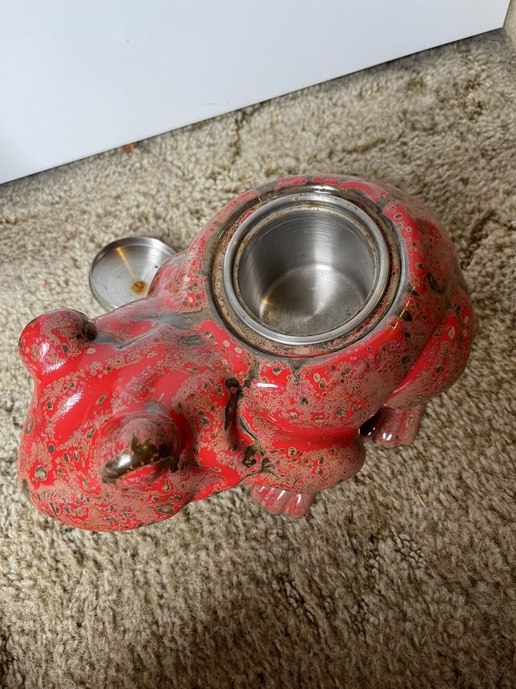 Ceramic Frog - Clean Burn Tabletop Torch - Red & Brown