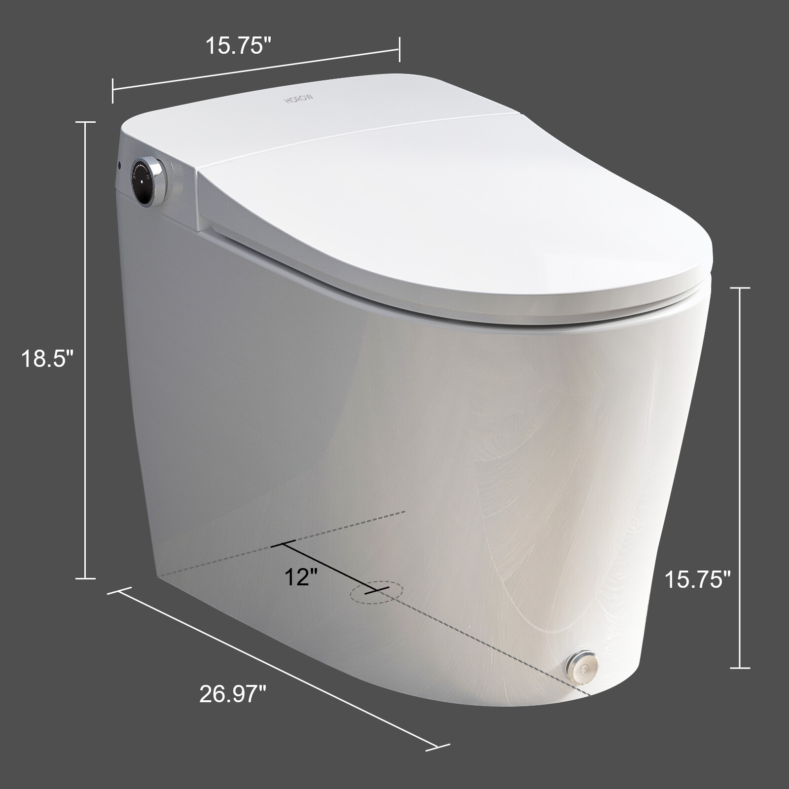 HOROW Modern Bidet Electric Smart Toilet W/ Seat, Radar Sensor, Auto Open Close
