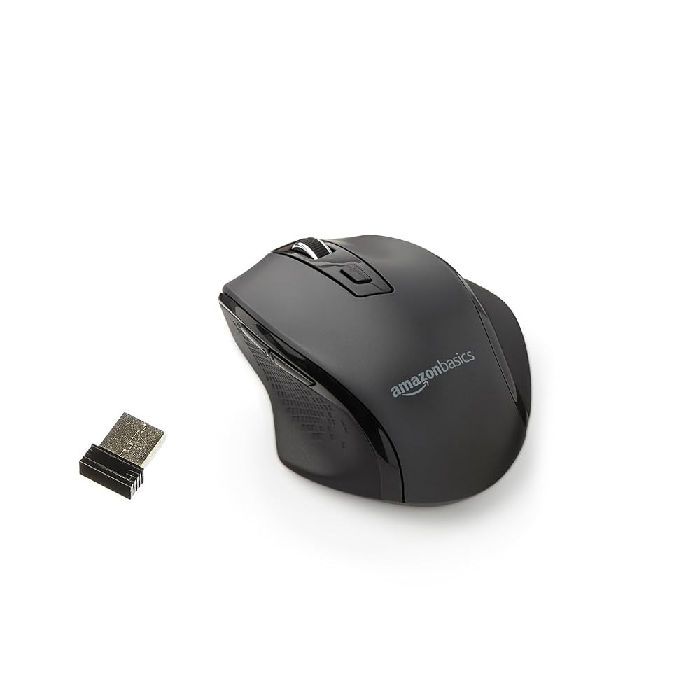 AmazonBasics Ergonomic Wireless PC Mouse - DPI adjustable - Black