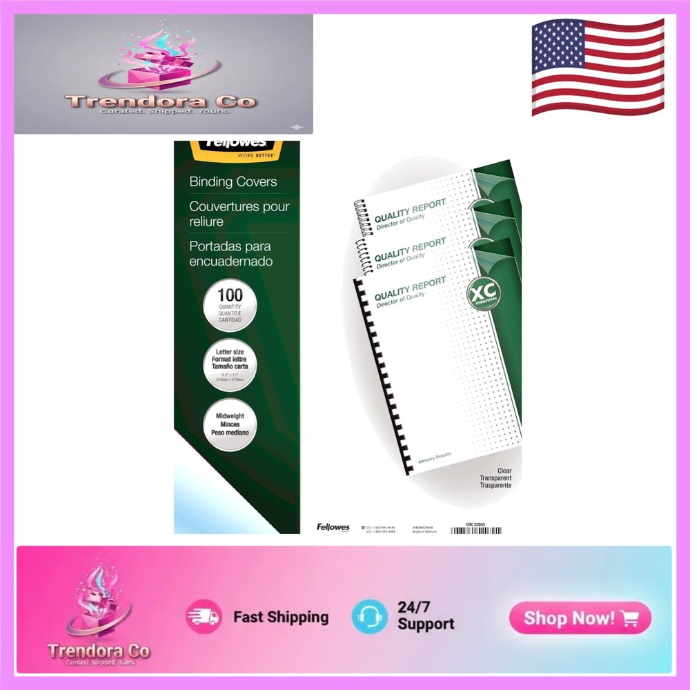 Durable 8mil Clear Binding Covers, Letter Size, 100-Pack for Document Protection