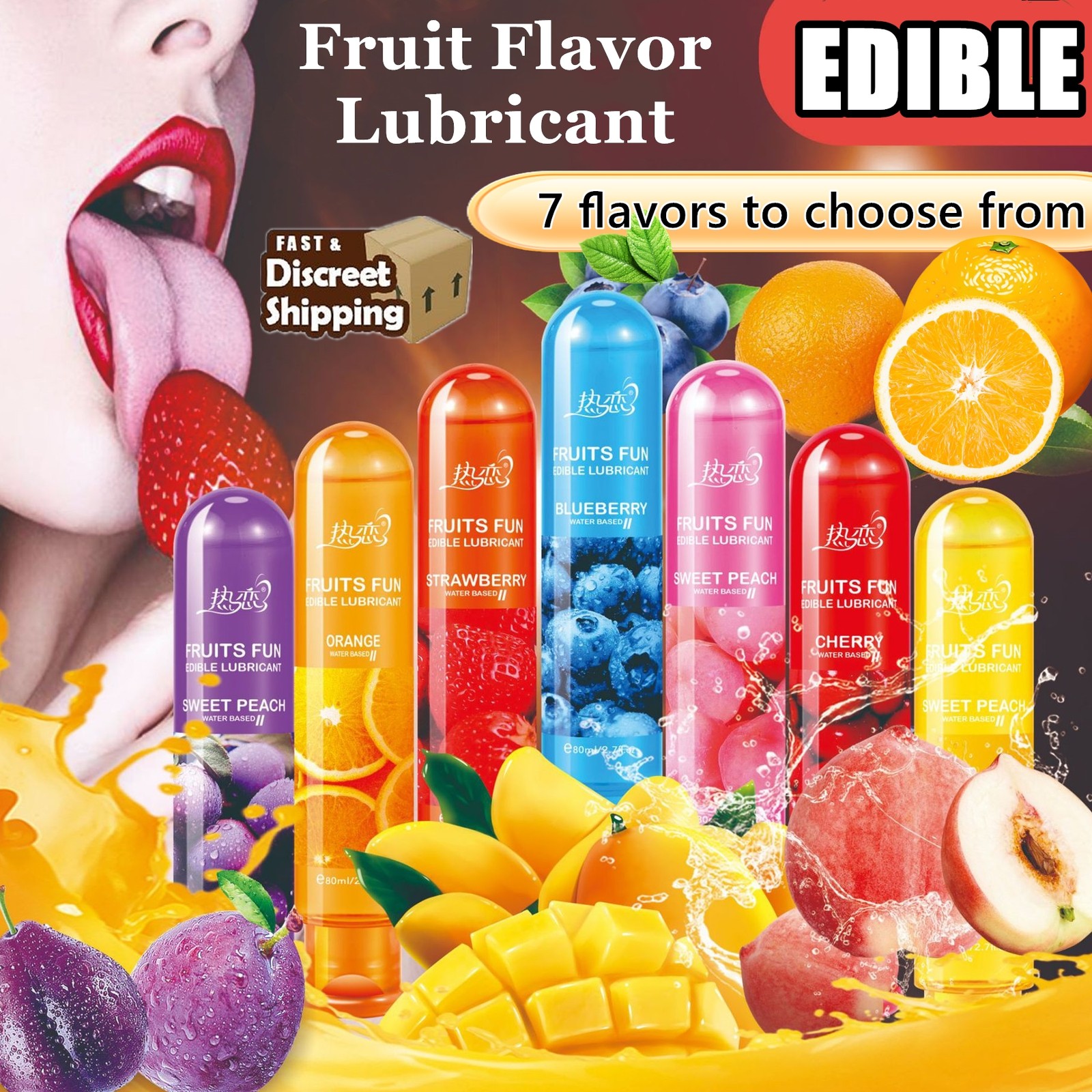 Edible Fruit Flavor Adult Lubricant Gel Lube Edible Oral Sex Sexual Massage Oil