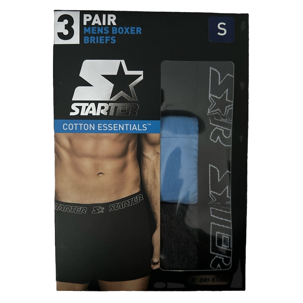 Starter Men 3 Pack Cotton Essential 4 Way Stretch Boxer Briefs Sizes S