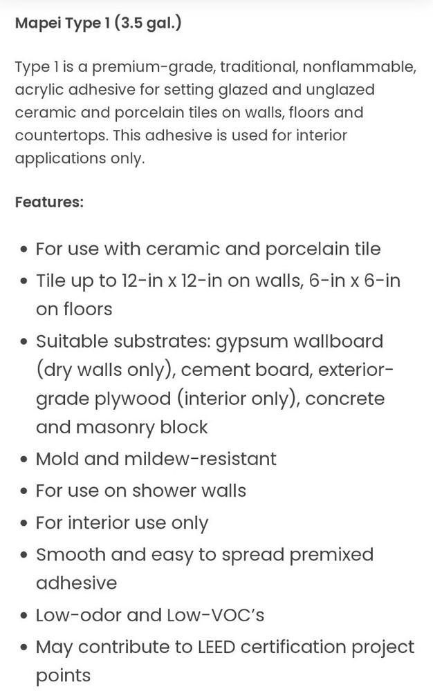 Mapei 3.5-Gallon Type 1 Ceramic Tile Adhesive