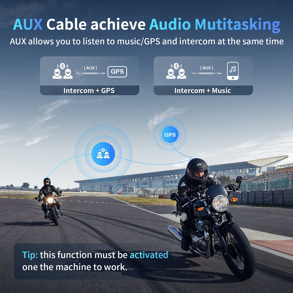 2x M1-S Plus 2000M Motorcycle Intercom Helmet Bluetooth Headset 10 Riders & FM
