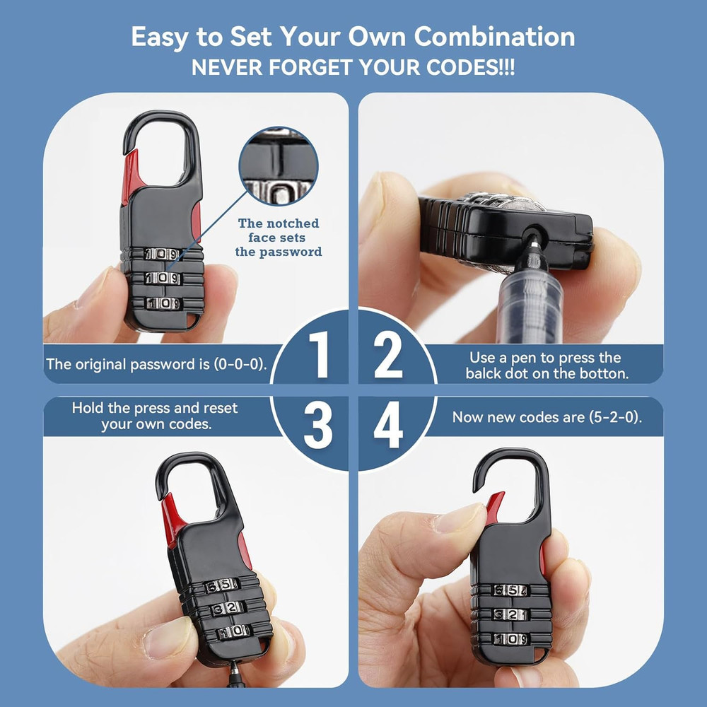 3PCS Mini Combination Padlocks 3-Digit Small Locks for Backpack Diary Zipper