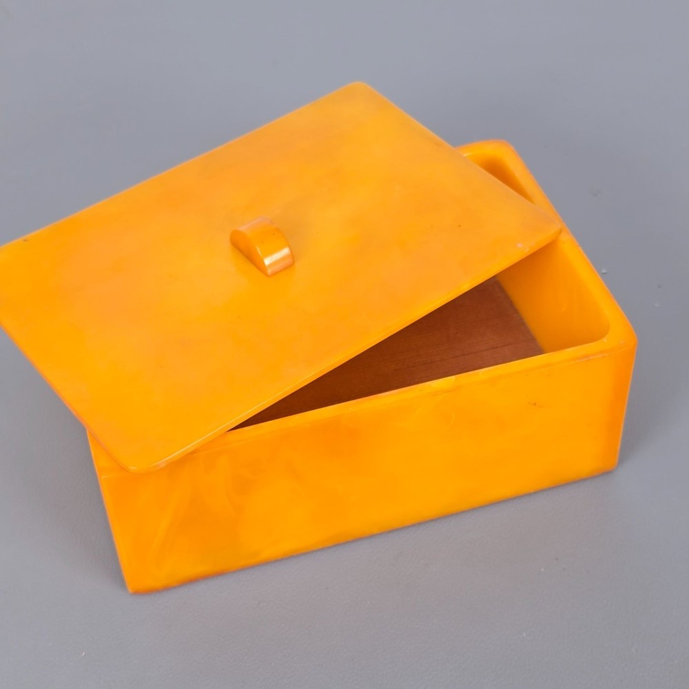Orange Butterscotch Bakelite Trinket/Jewelry Rectangular Storage Cigarette Box