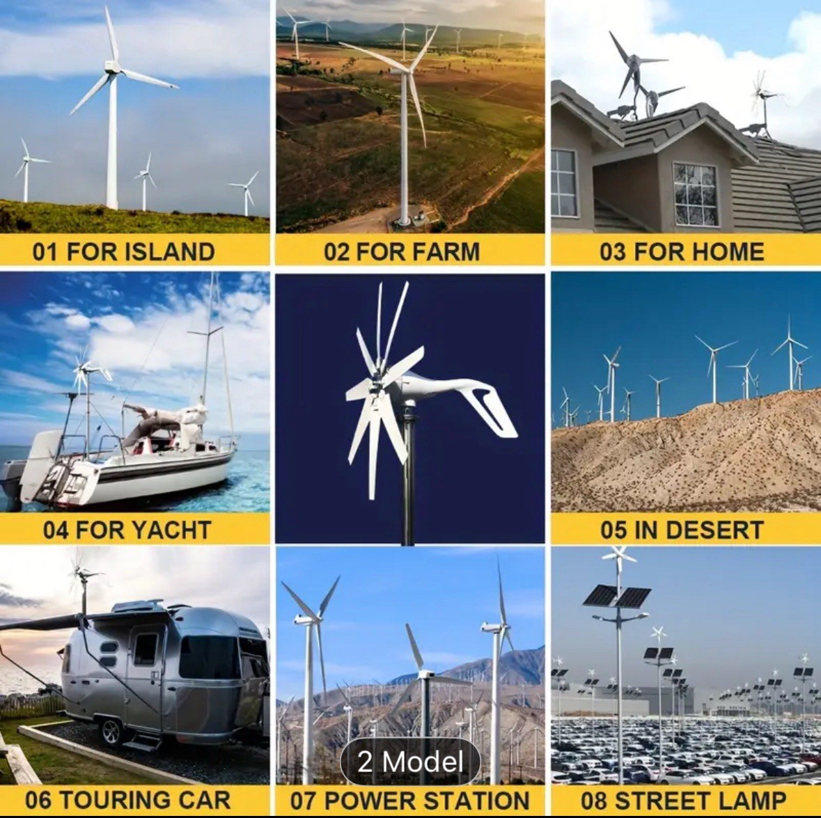 1000W Windmill Turbine Generator With MPPT Controller 8 Blade Complete Power Sup