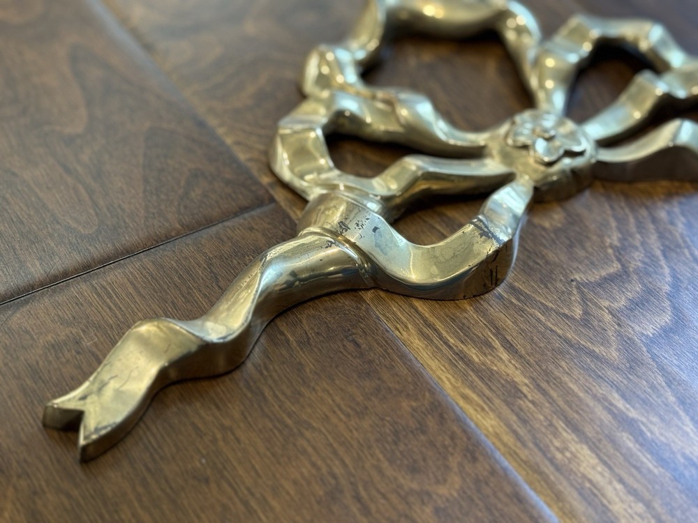 Vintage Brass Ribbon Bow Wall Decor