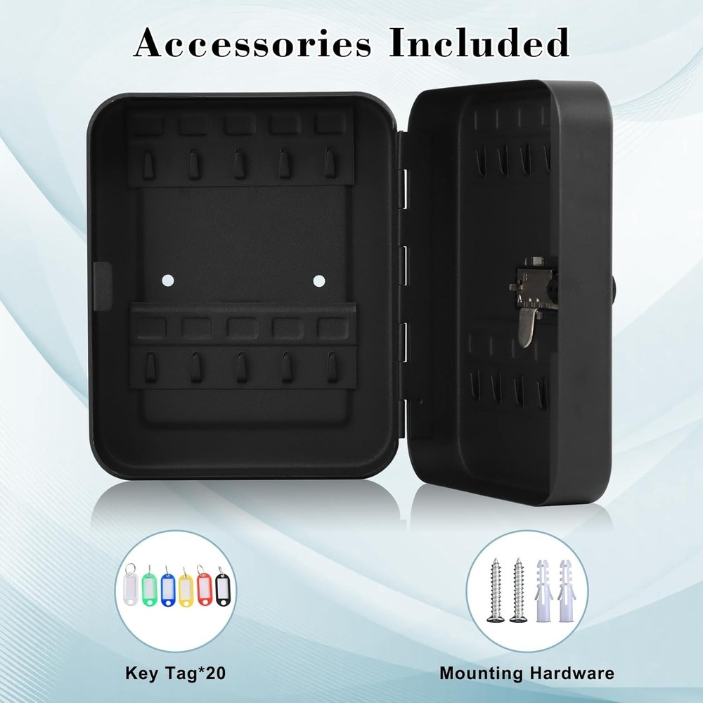 20 Key Storage Lock Box with Code, Key Cabinet Organizer Wall Mount with Comb...