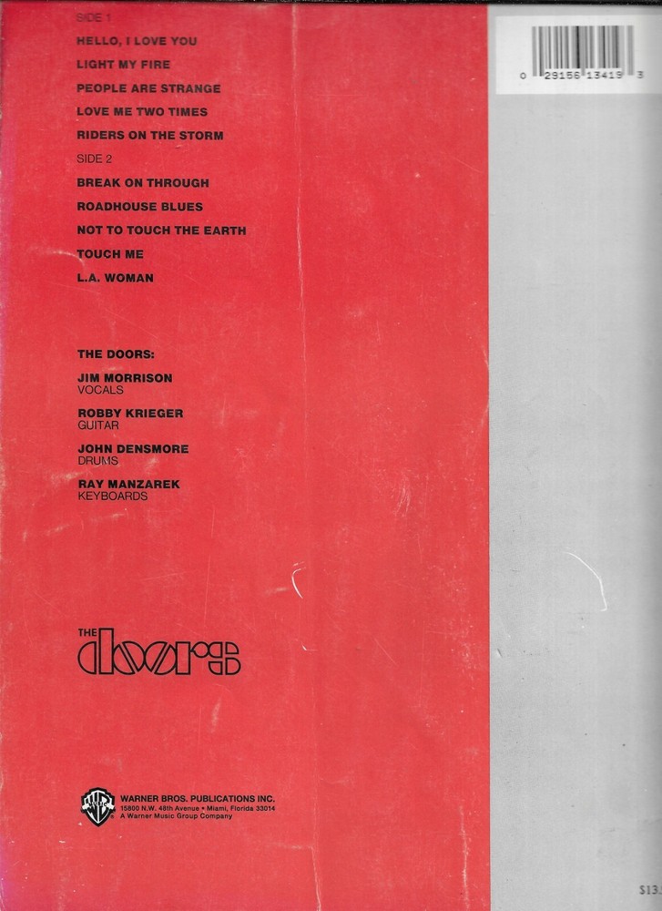 THE DOORS GREATEST HITS PIANO/VOCAL/CHORDS 1983 MUSIC BOOK & SEVERAL PHOTOS