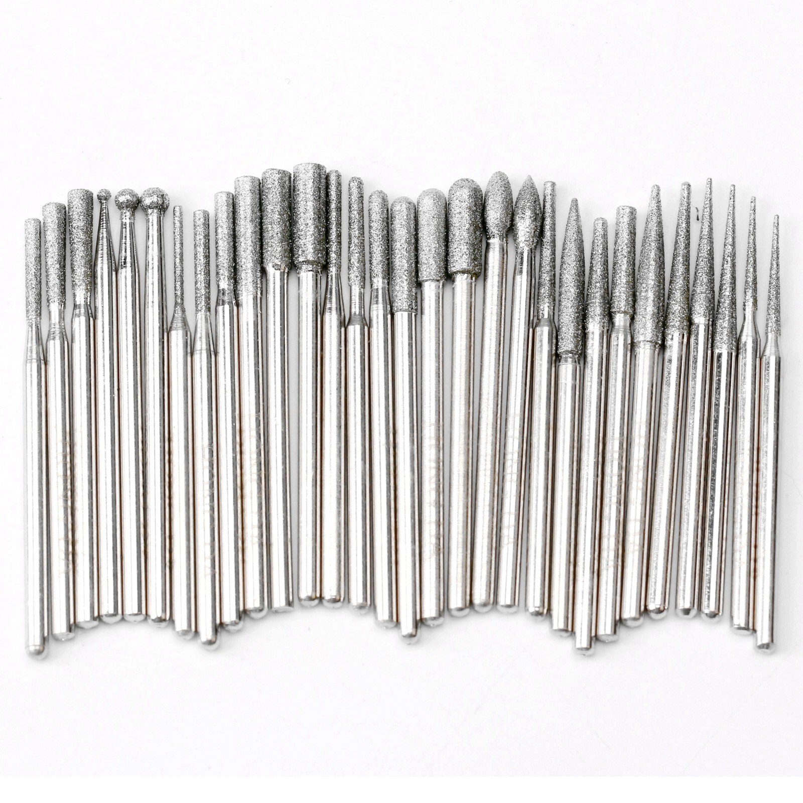 30Pcs Diamond Grinding Bits Set Stone Carving Tools for Dremel 1/8" 3/32" Shank