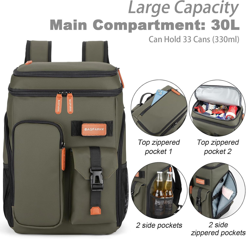 Insulated Cooler Backpack,33/45 Cans Multifunctional Double Deck Leakproof Coole