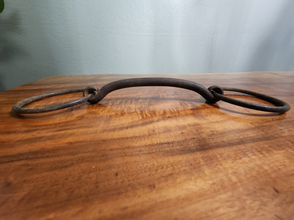 Antique Rustic Iron Loose Ring Straight Bar Mullen Snaffle Bit