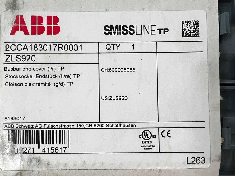 ABB Socket End Pieces (Left & Rt) Prevents Socket & Busbar Displacement ZLS920