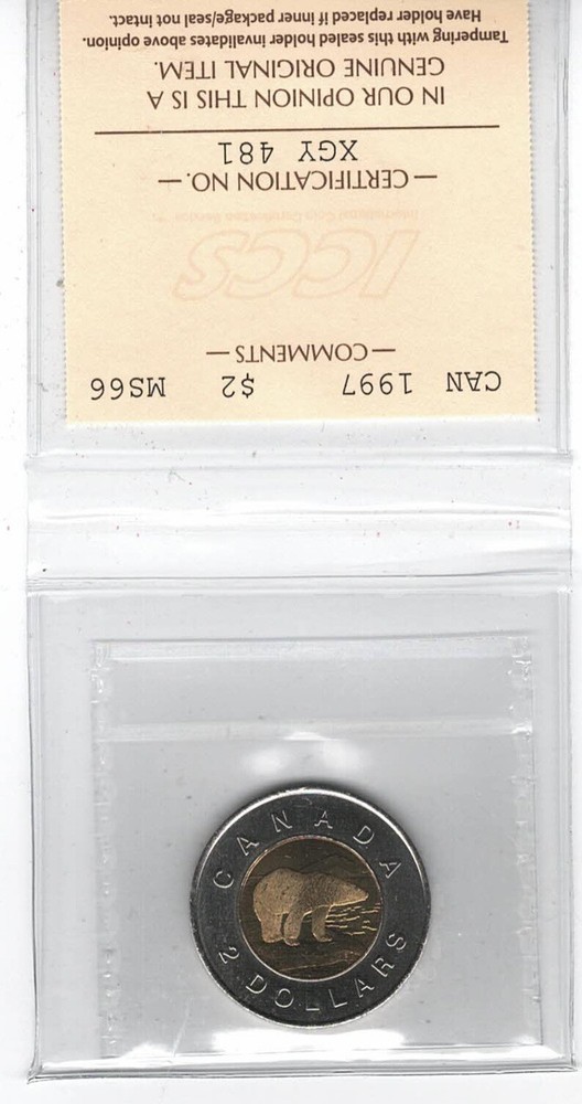 1997 Canada $2 - ICCS MS66 - XGY 481