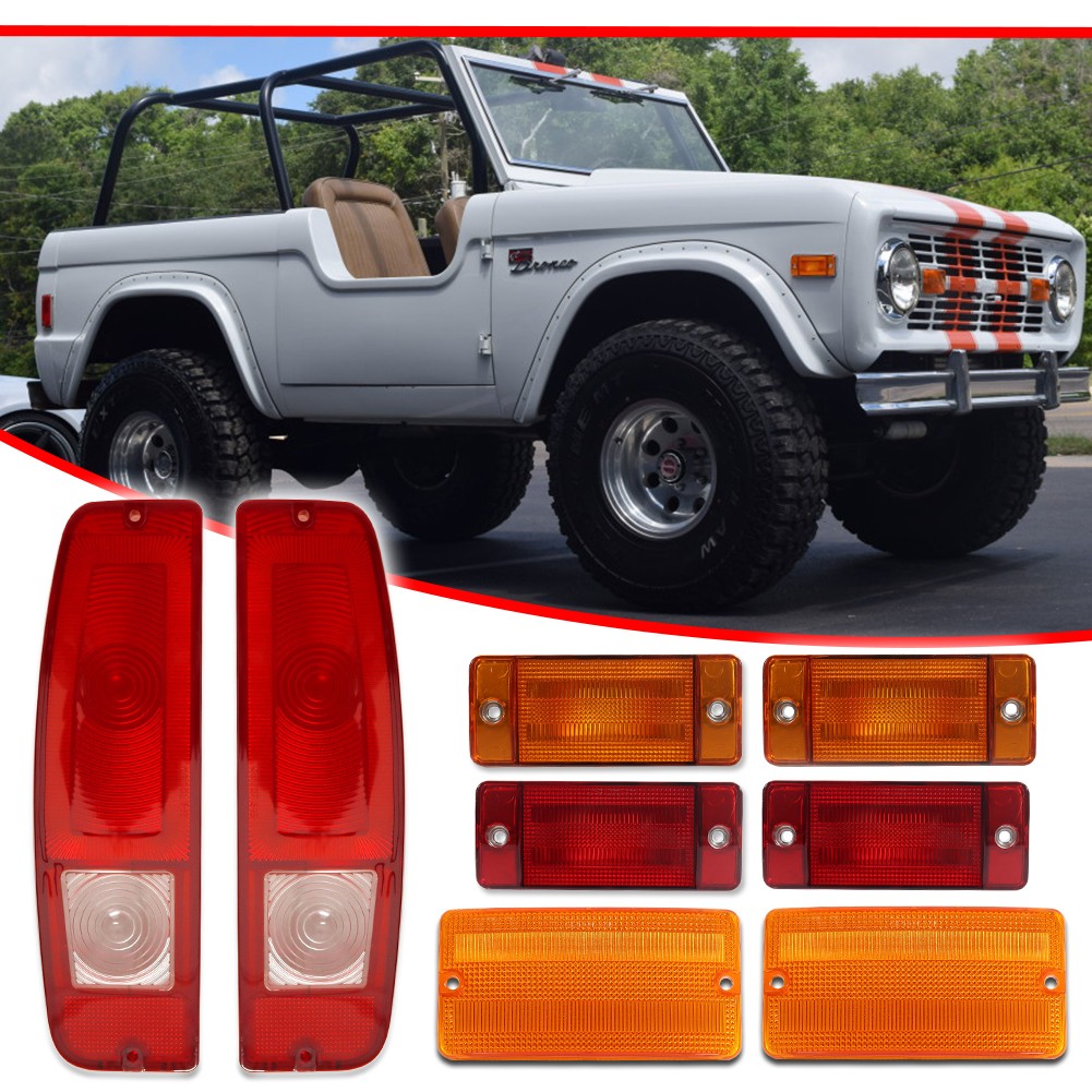 NEW 1970-1977 EARLY FORD BRONCO MARKER, PARKING, AND TAILLIGHT LENS SET.