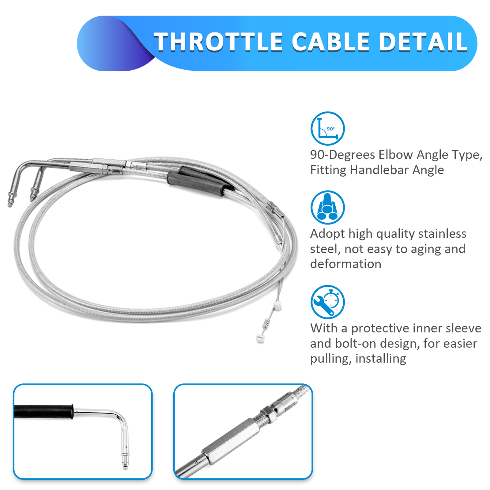 12" 14" Bar Clutch/Brake/Throttle/CAN-Bus Cable for Harley Softail 00-06 Non-ABS