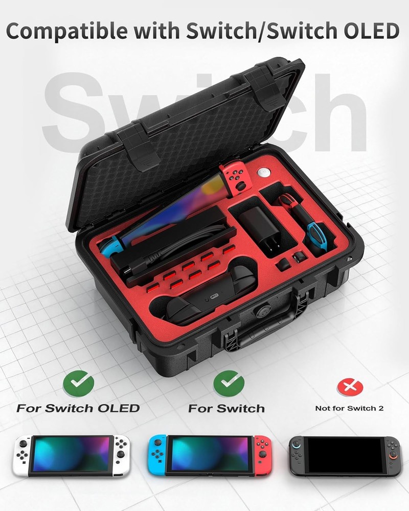 Carrying Case Soft Lining Hard Travel for Nintendo Switch OLED Console Controlle