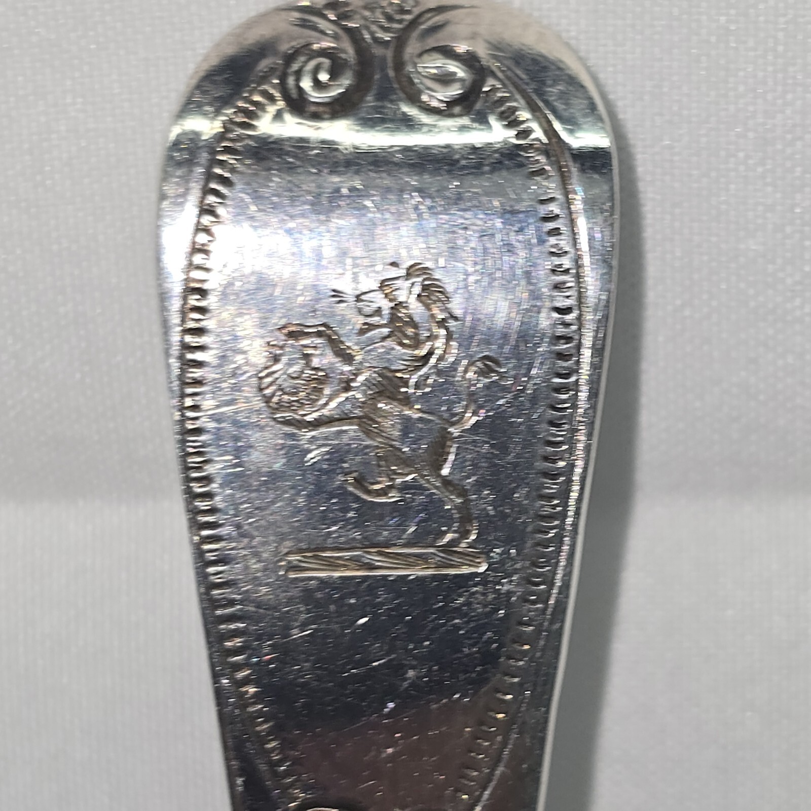 Charles Eley English sterling spoon 1800s bonbon fruit spoons With Lion Crest