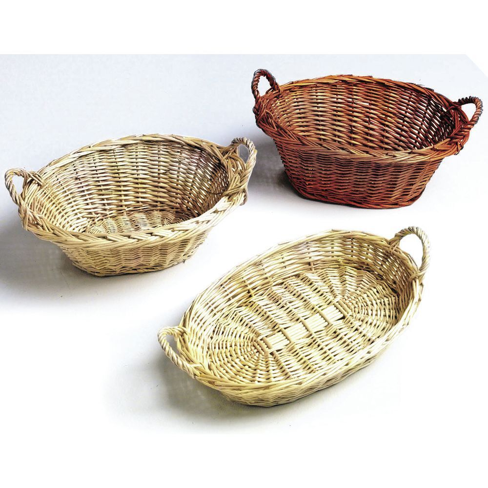 11 x 8 1/2 x 4 White Oval Willow Baskets, 28378