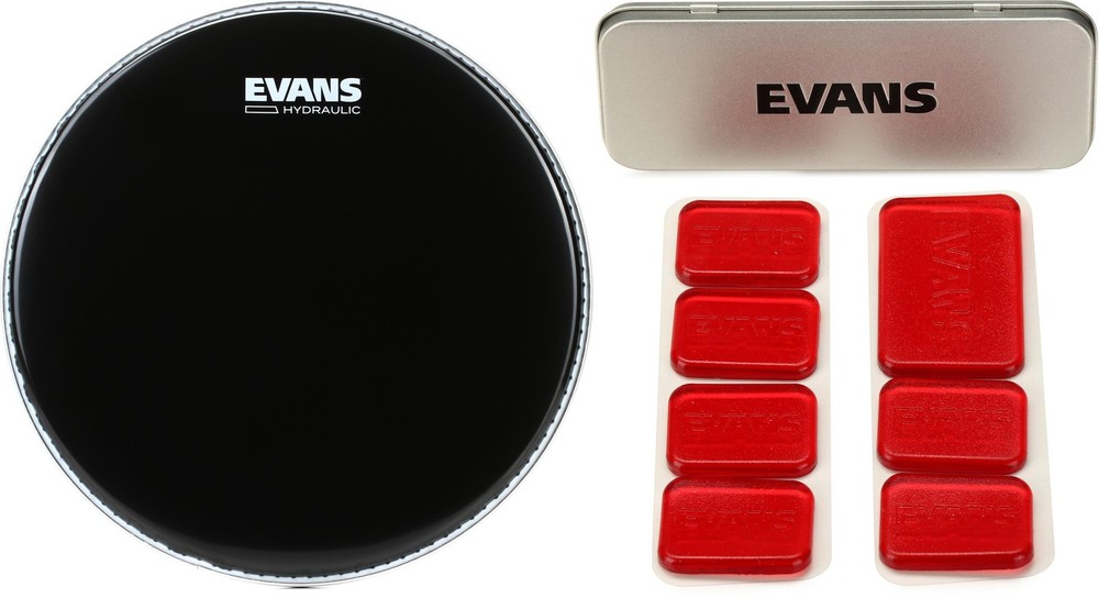Evans Hydraulic Black Drumhead - 12 inch + Evans EQPODS Value Bundle