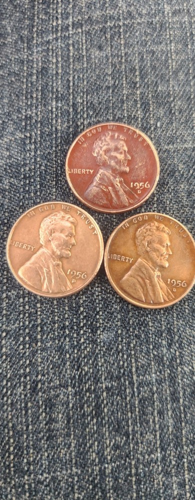 Very Nice (3) 1956 D 1c Lot UNC