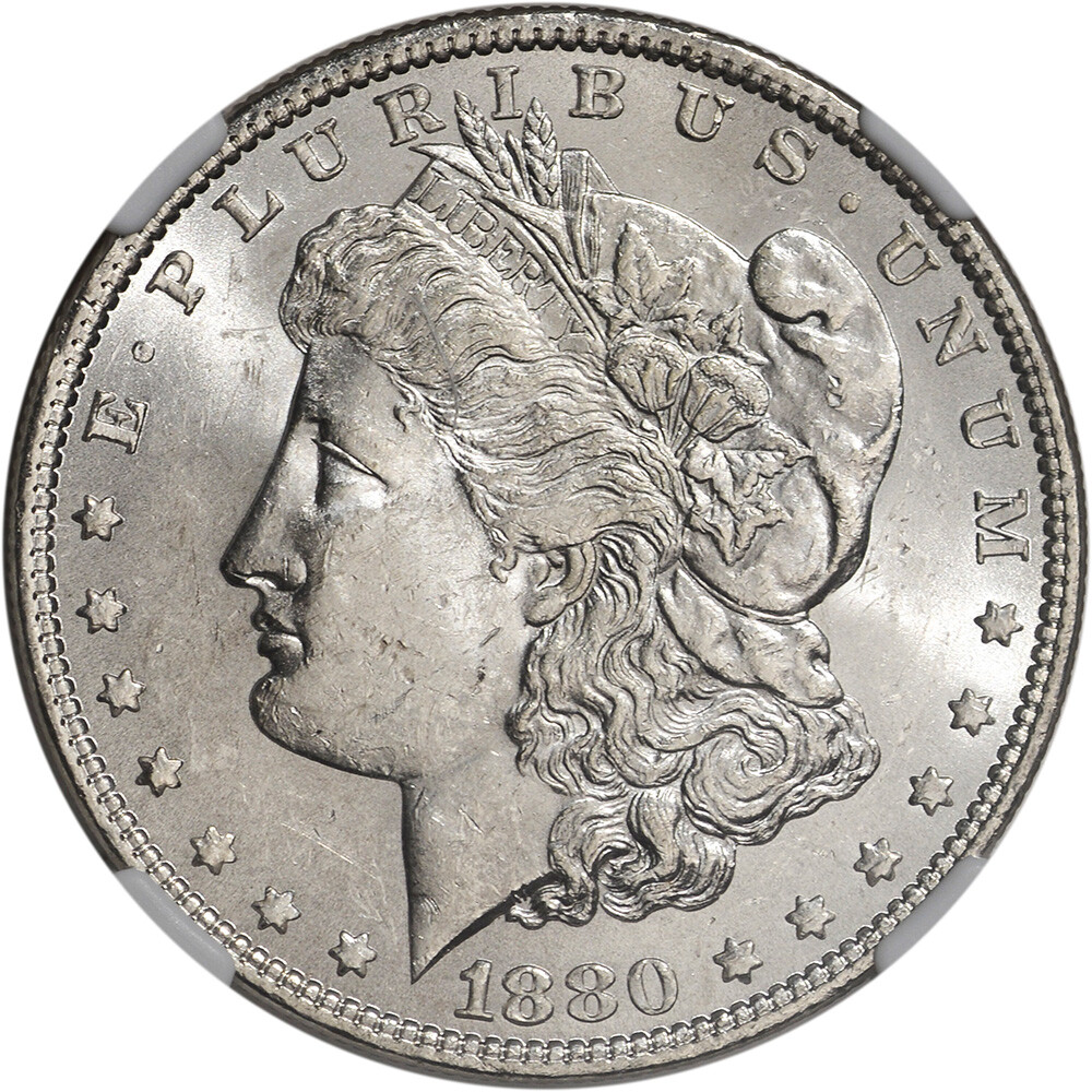 1880 US Morgan Silver Dollar $1 - NGC Brilliant Uncirculated