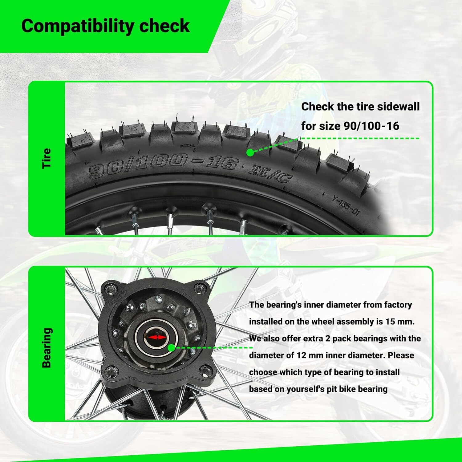 16'' Wheel 90/100-16 3.00-16 Rear Tire For 150cc XR100 CRF150F KX100 Dirt Bike