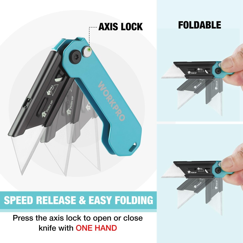 WORKPRO Folding Utility Knife Mini Box Cutter Quick Change Blade EDC Razor Knife