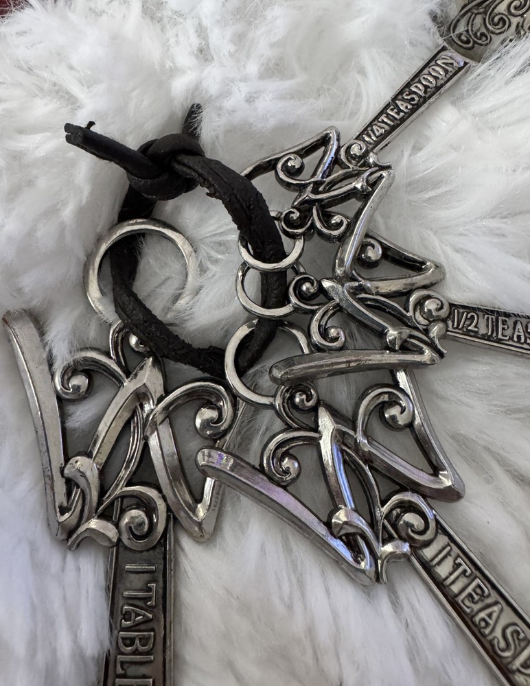 Silver Measuring Spoons Initial J Spiral Design Kitchen Decor