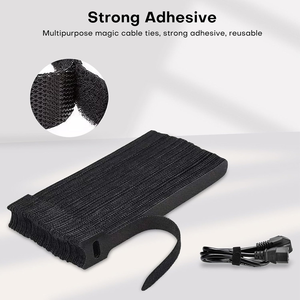 62PCS 8In Adjustable Reusable Cable Straps – Multi-Purpose Microfiber Cord Organ