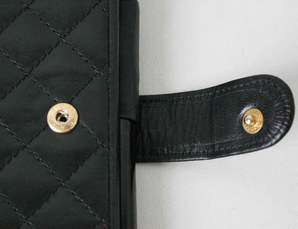Sonia Rykiel Black Leather Quilted Planner,Note Cover