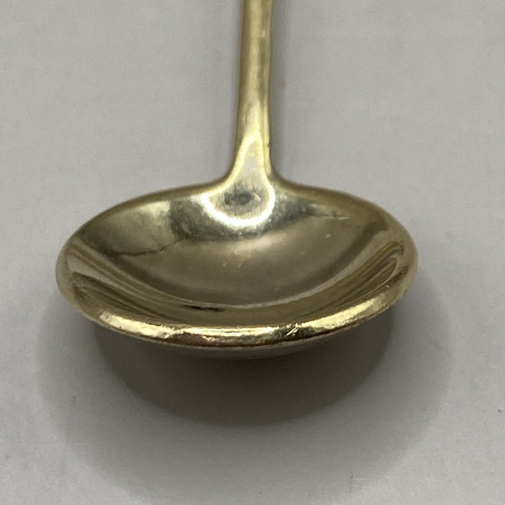 Soviet c.1908 Russian Enamel Silver Salt Spoon Marked 875 3rd Artel Workshop