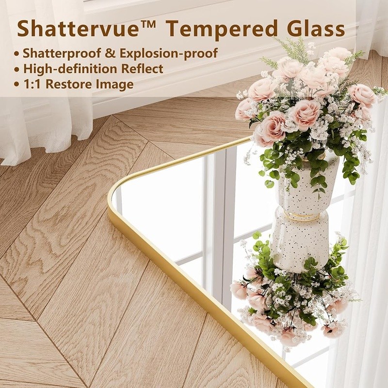 Full Length Mirror Adjustable Stand HD Glass Rectangular Frame Home Decor New