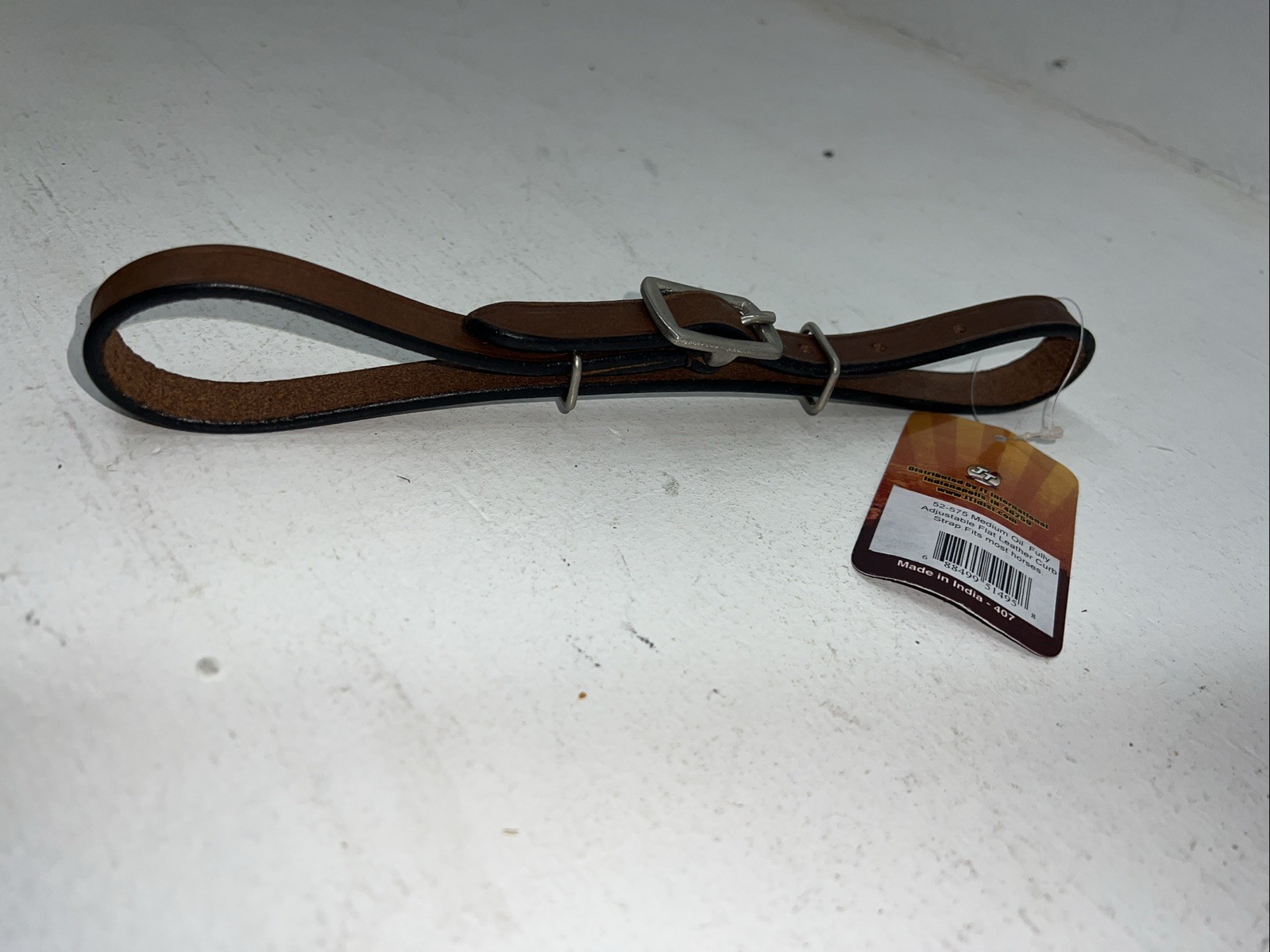 New Tough 1 Brown Leather Fully Adjustable Curb Strap #52-575 FF-25