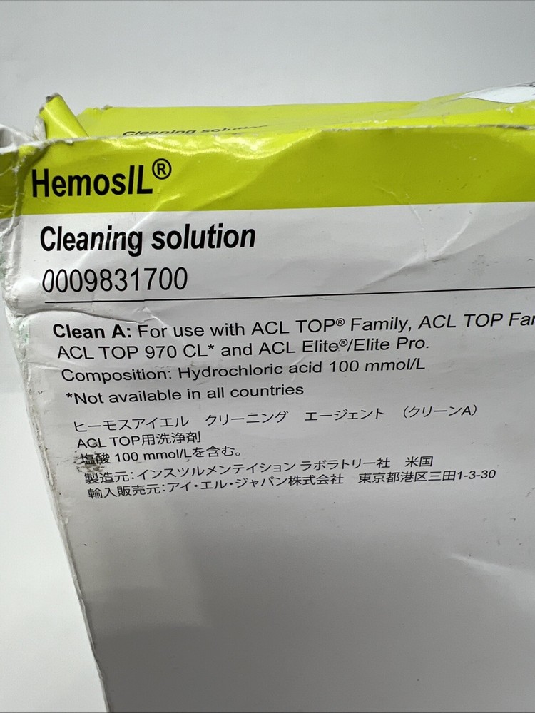 Hemosil Cleaning Solution 0009831700 500mL Cleaning Solution EXP 2025-06