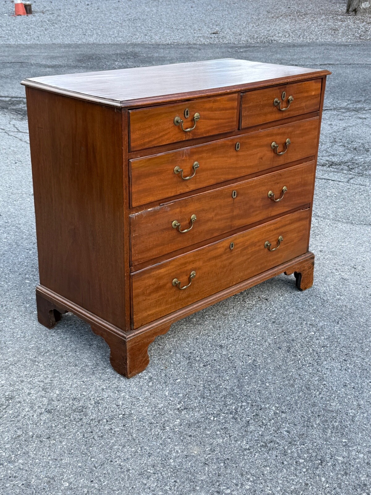 Antique walnut chippendale chest of drawers dresser bracket feet 1780 country