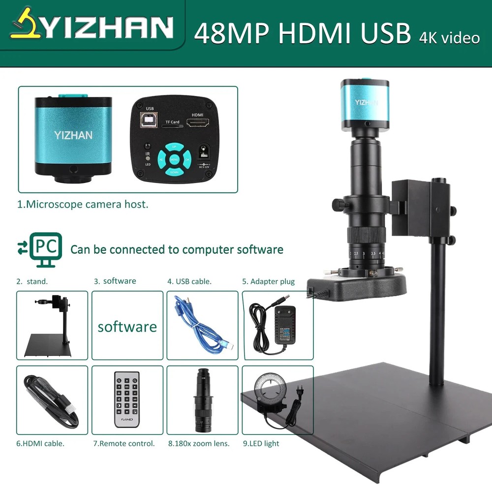 48MP Digital Microscope 4K Video Recording USB HDMI Industrial Microscope
