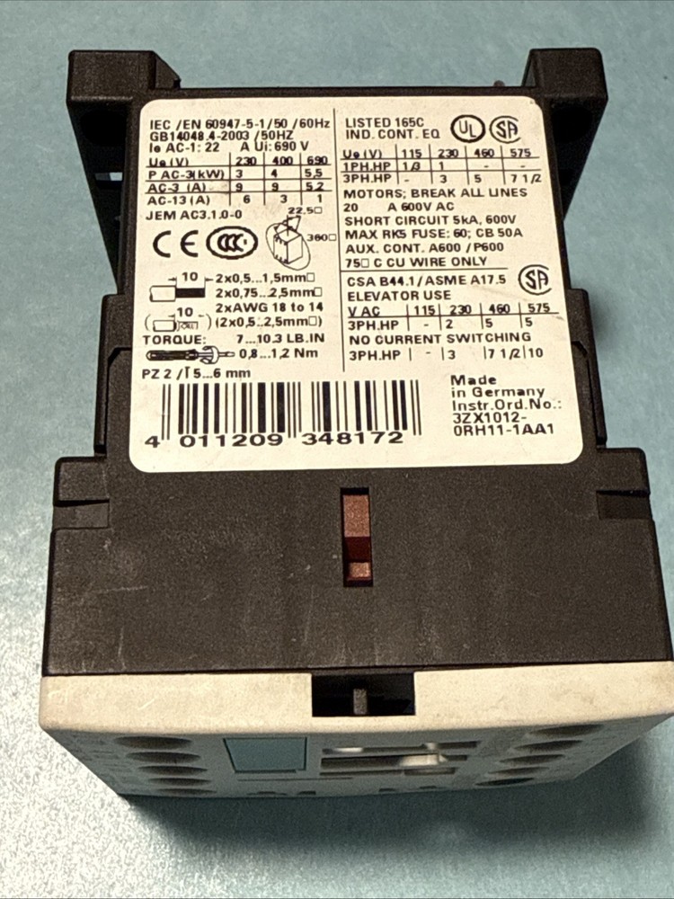 Siemens 3RT1016-1AK61 Contactor