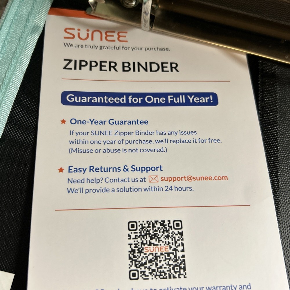 Sunee 2” Zipper Binder With Folder