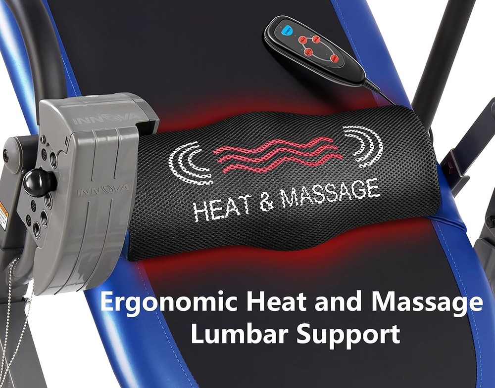 Advanced Heat and Massage Inversion Table,Black/ Blue / Gray