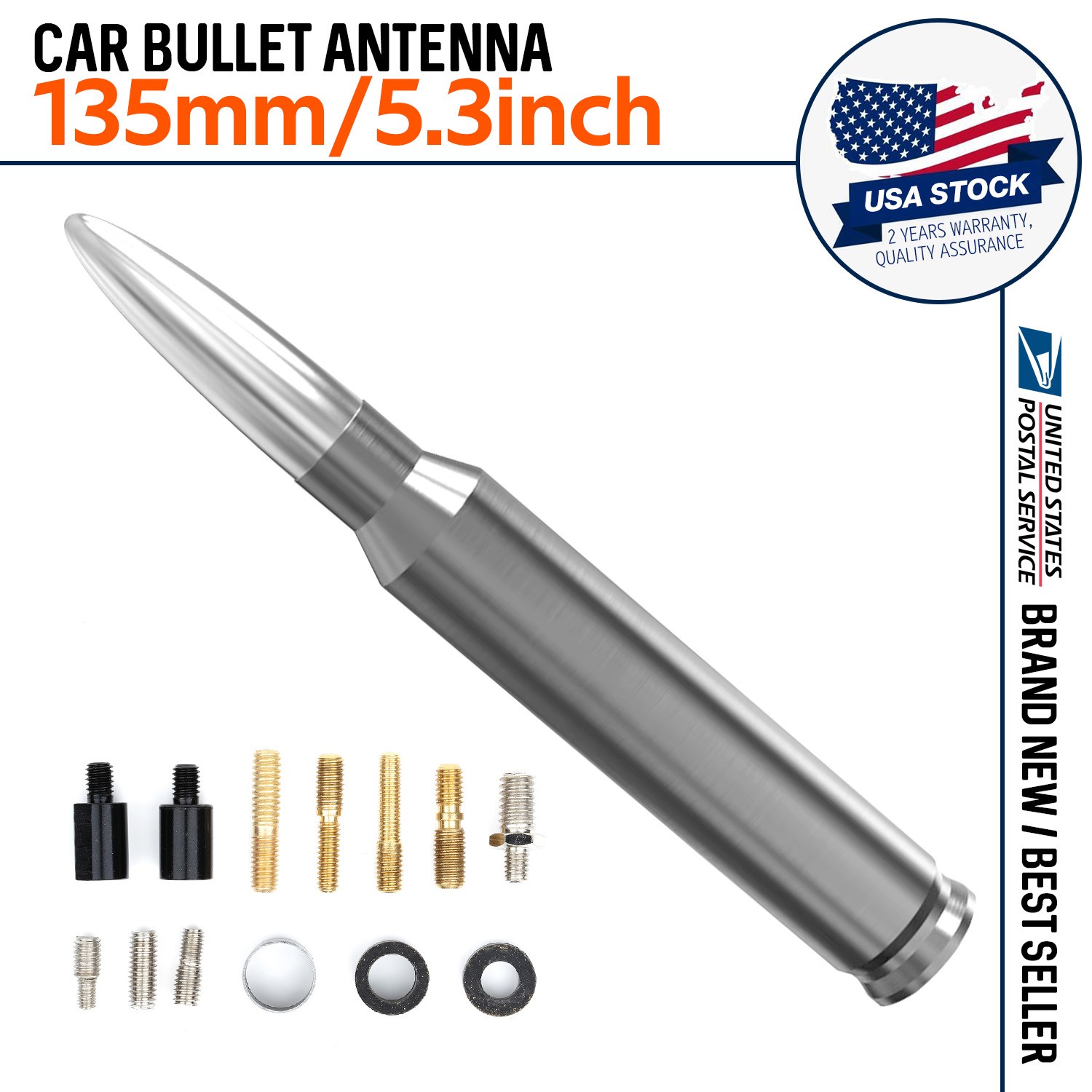 Chrome BULLET ANTENNA CAL 50 for CHEVROLET SILVERADO SIERRA 1500/2500/3500/GMC