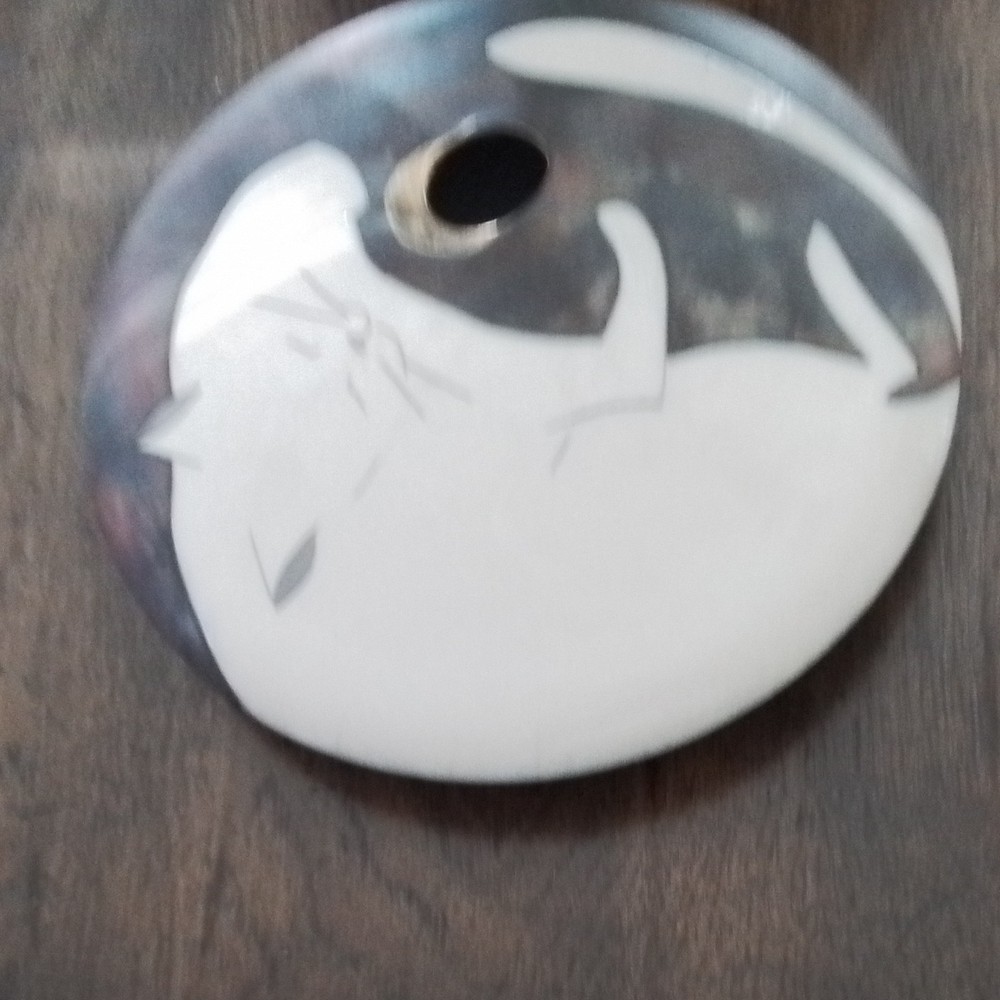 Giusti Studio/Raku Cat/Fish Signed Pottery Vase