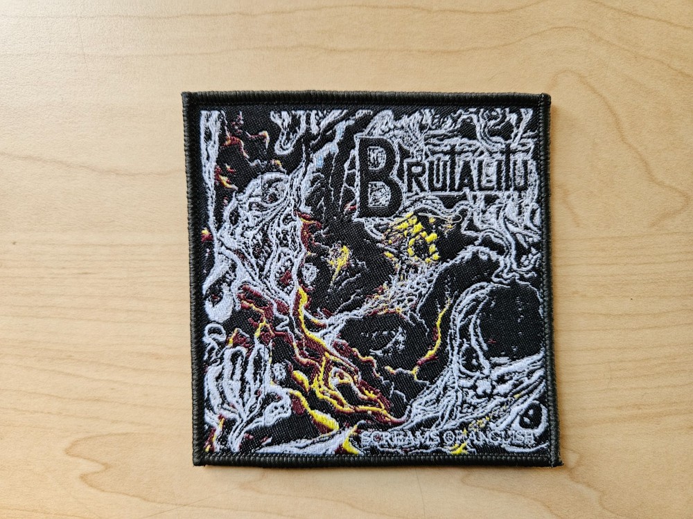 BRUTALITY, SEW ON BLACK BORDER WOVEN PATCH