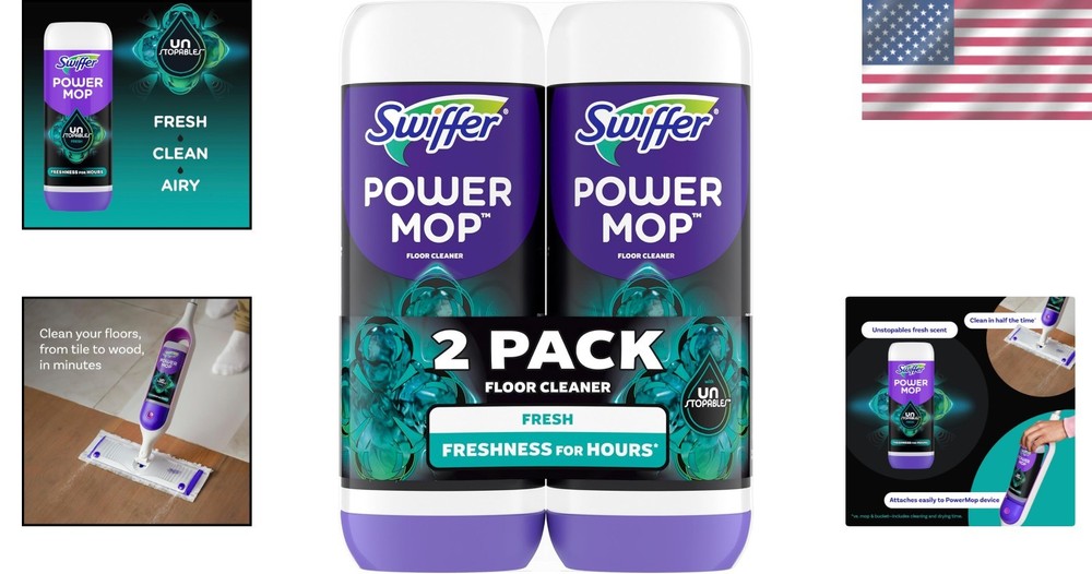 Swiffer Power Mop Refill Solution -All Purpose Multi-Surface Floor Cleaner