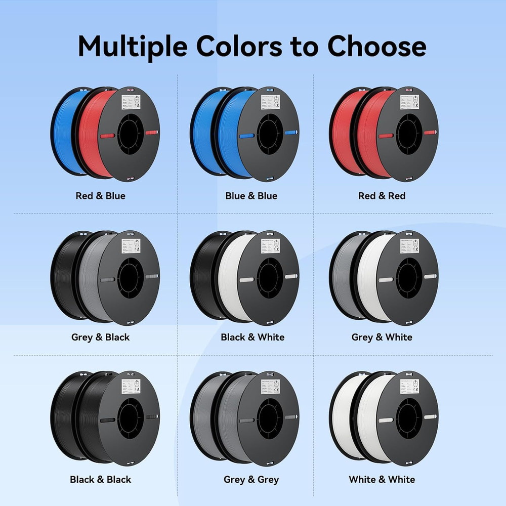 Creality PLA Filament 2kg Bundle 1.75mm Black & White 3D Printer FDM Spools